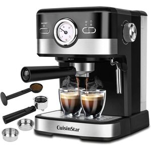 Cuisinstar Espresso Coffee Machine 15 Bar w/Milk Frother Removable Water Tank